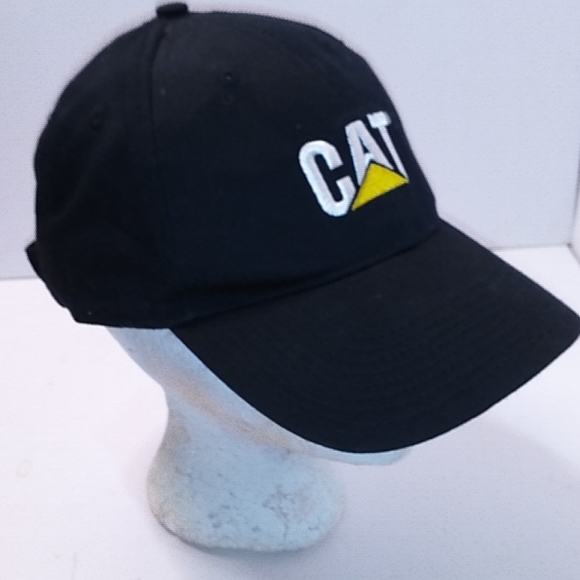 CAT Caterpillar Black Strapback Hat Cap - Picture 6 of 8